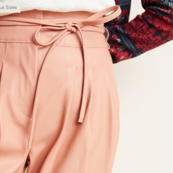- NWT BLANKNYC for Anthropologie Pink Peach Chelsea Faux Leather Ankle Pant - Picture 3 of 11